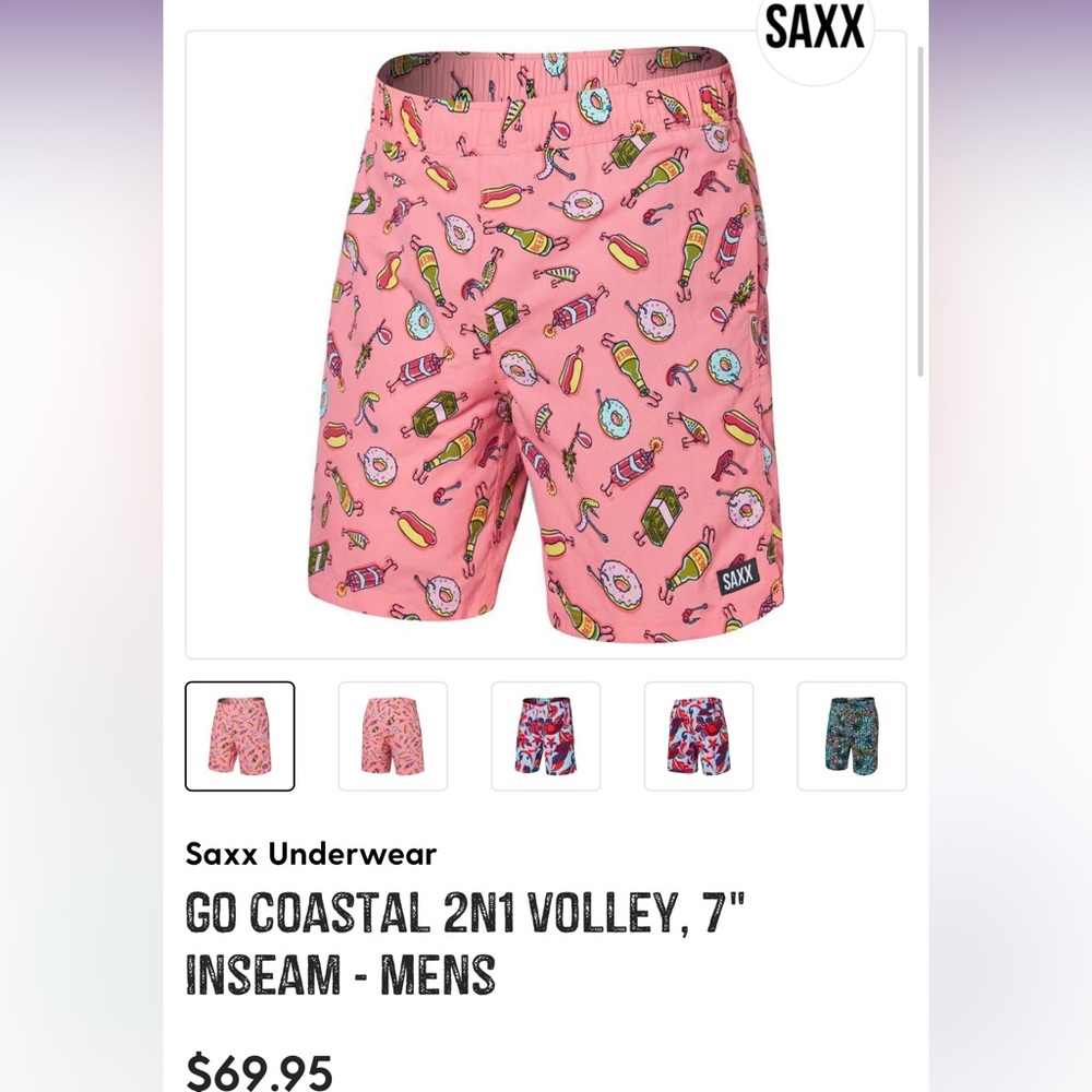 Saxx Underwear
Go Coastal 2n1 Volley, 7" Inseam - Mens